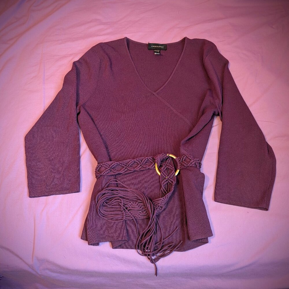 Braided Belt Knit Wrap Top – Banana Republic x Cable & Gauge | Size XL